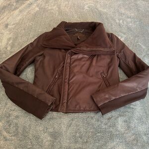 BCBG Maxazria Women's Cropped Moto Jacket  Dark Gray / Black Size S Soft